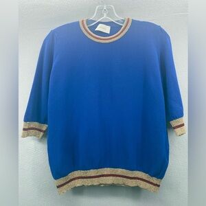 Vicolo Pullover Lightweight metallic trim Crew Neck Sweater  one size